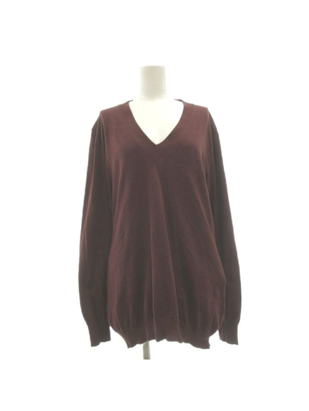 Hermes Knit Sweater V-neck Long Sleeve Lightweight Cotton Brown MG 38